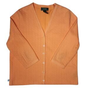 Ralph Lauren Womens Sweater & Tank Top Set Size S & M Orange Cable Knit Cardigan